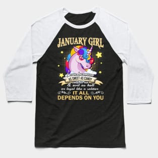 JANUARY - UNICORN GIRL Baseball T-Shirt